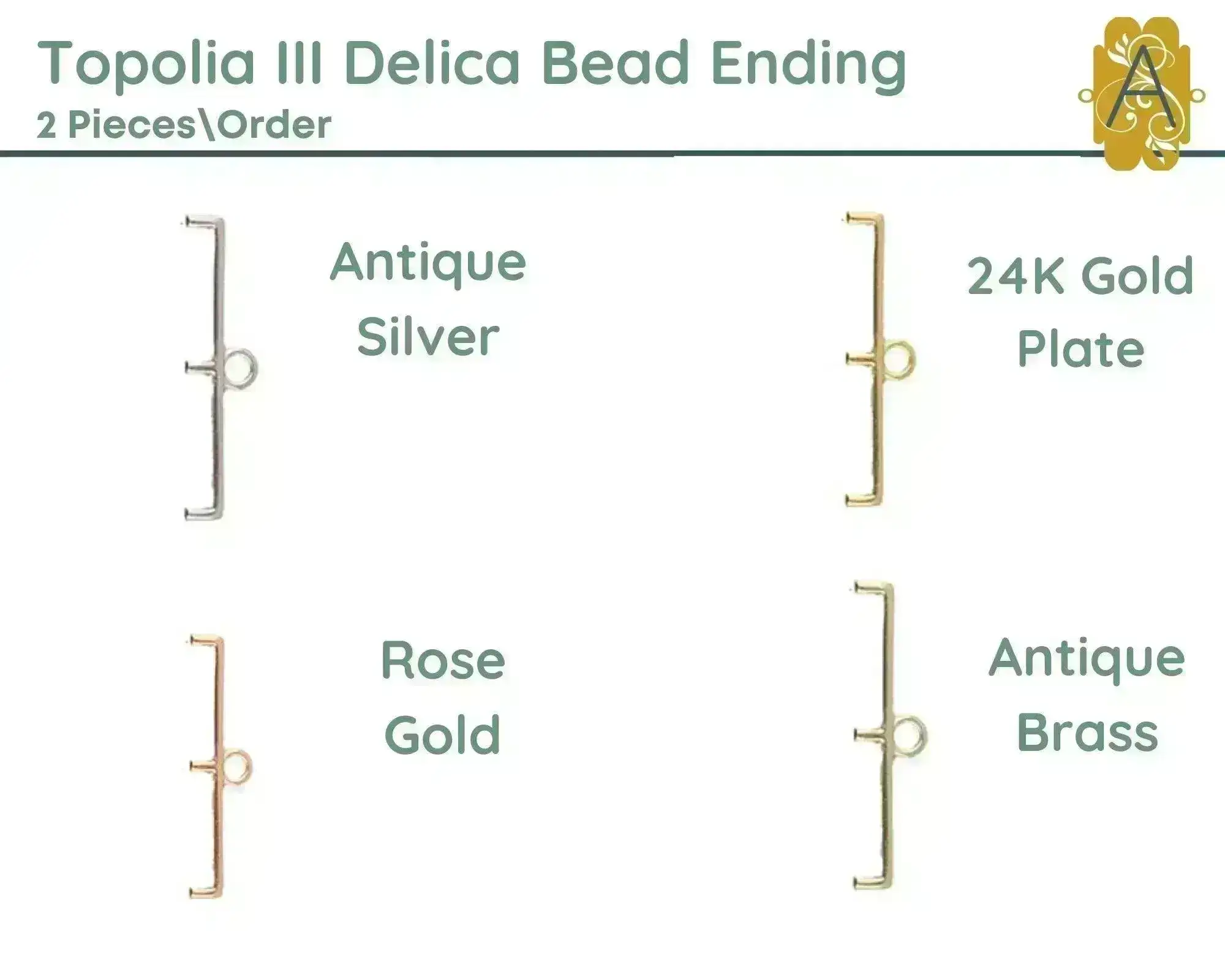 Cymbal Topolia II, III and IV, Delica Bead Ending or Connector - Image 3
