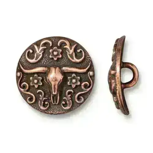 TierraCast Longhorn Steer Buttons, 2 Pcs. 3 Finishes - Image 3