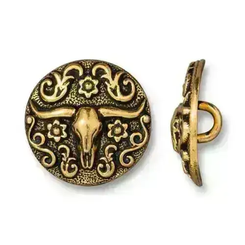 TierraCast Longhorn Steer Buttons, 2 Pcs. 3 Finishes - Image 4
