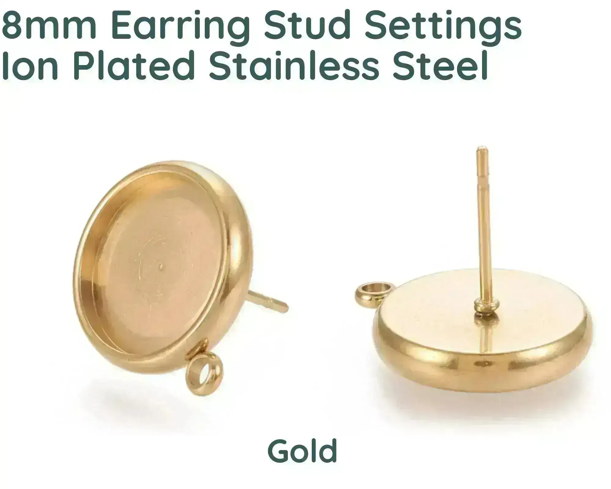 Earring Setting with Loop for 8mm Cabochon (2 Pairs) - Image 4