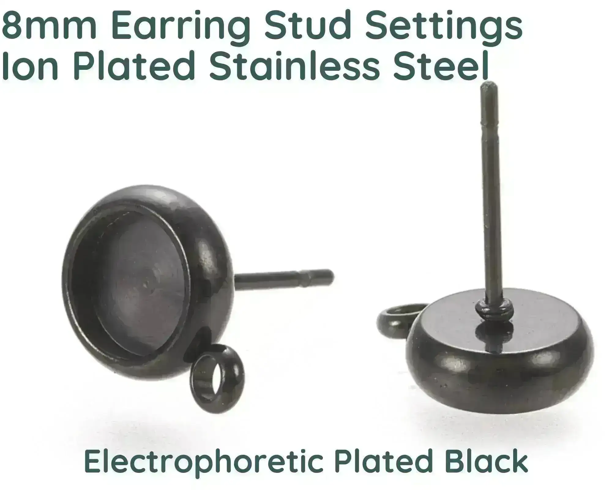 Earring Setting with Loop for 8mm Cabochon (2 Pairs) - Image 5