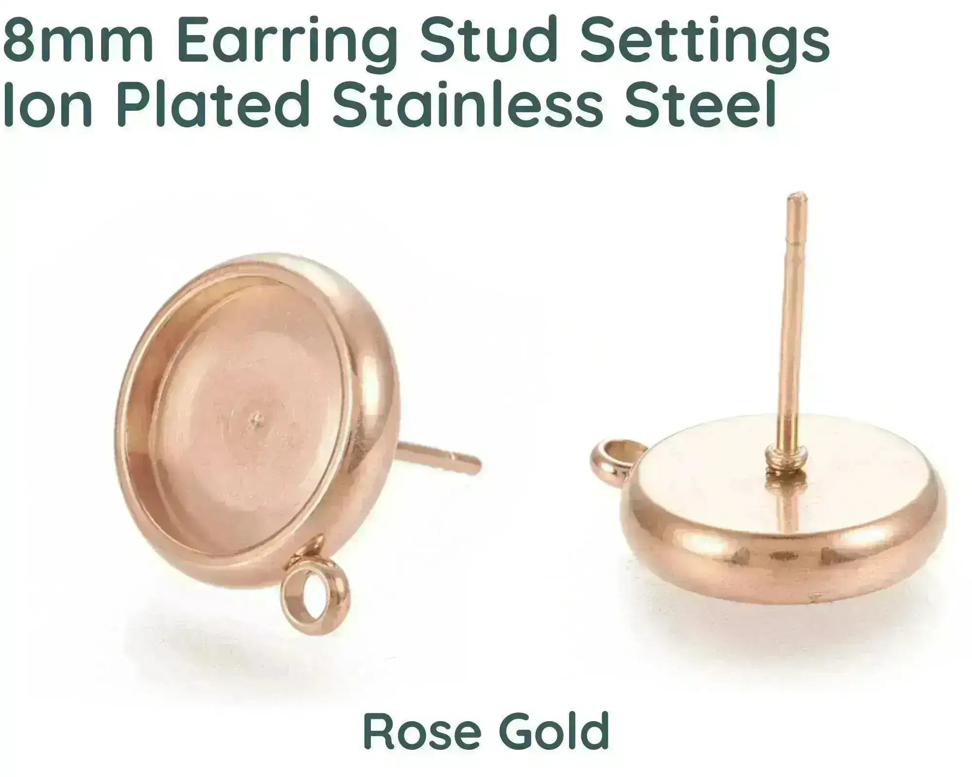 Earring Setting with Loop for 8mm Cabochon (2 Pairs) - Image 6