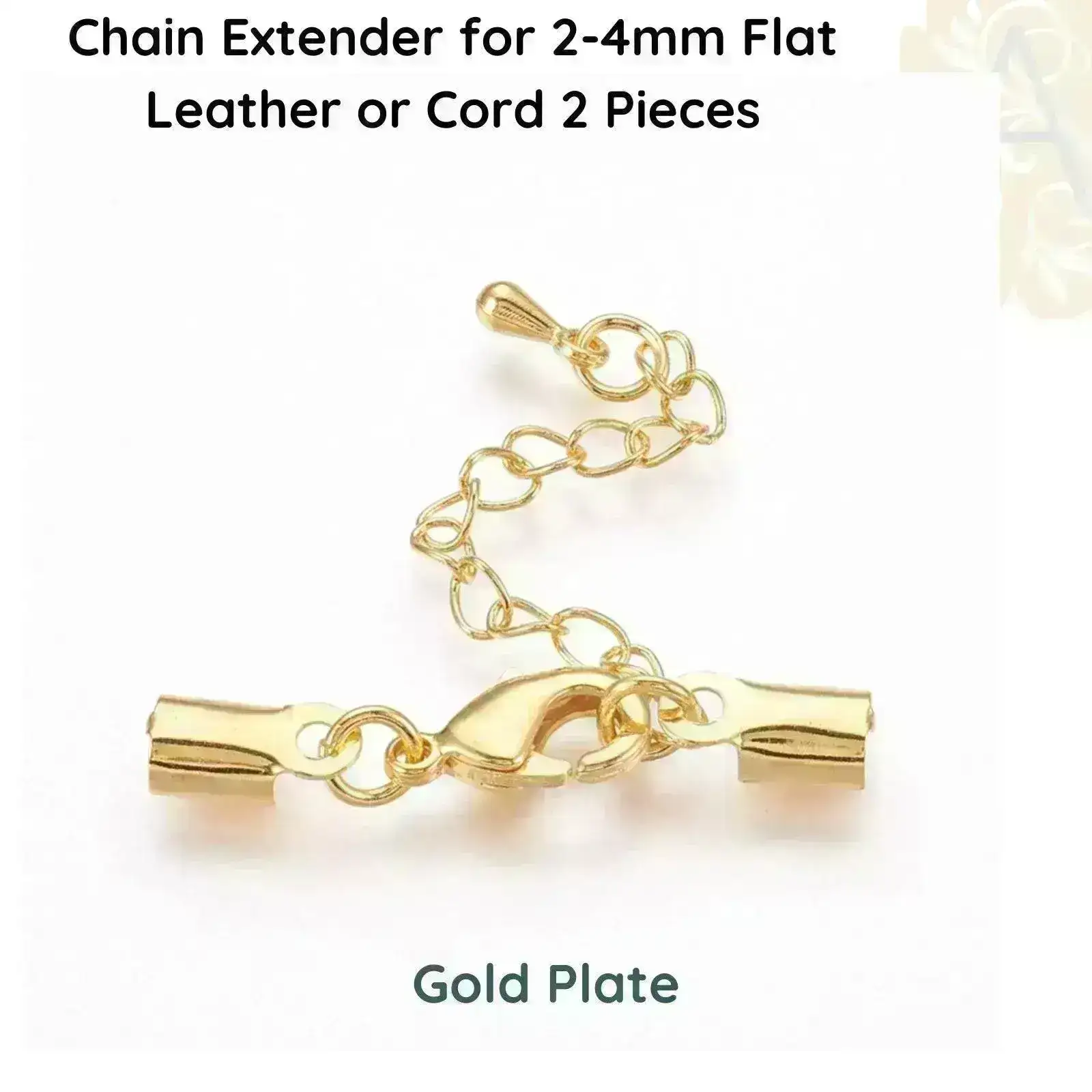 Lobster Clasp with Chain Extender, for Flat Leather or Cord, 3 Finishes - Image 4