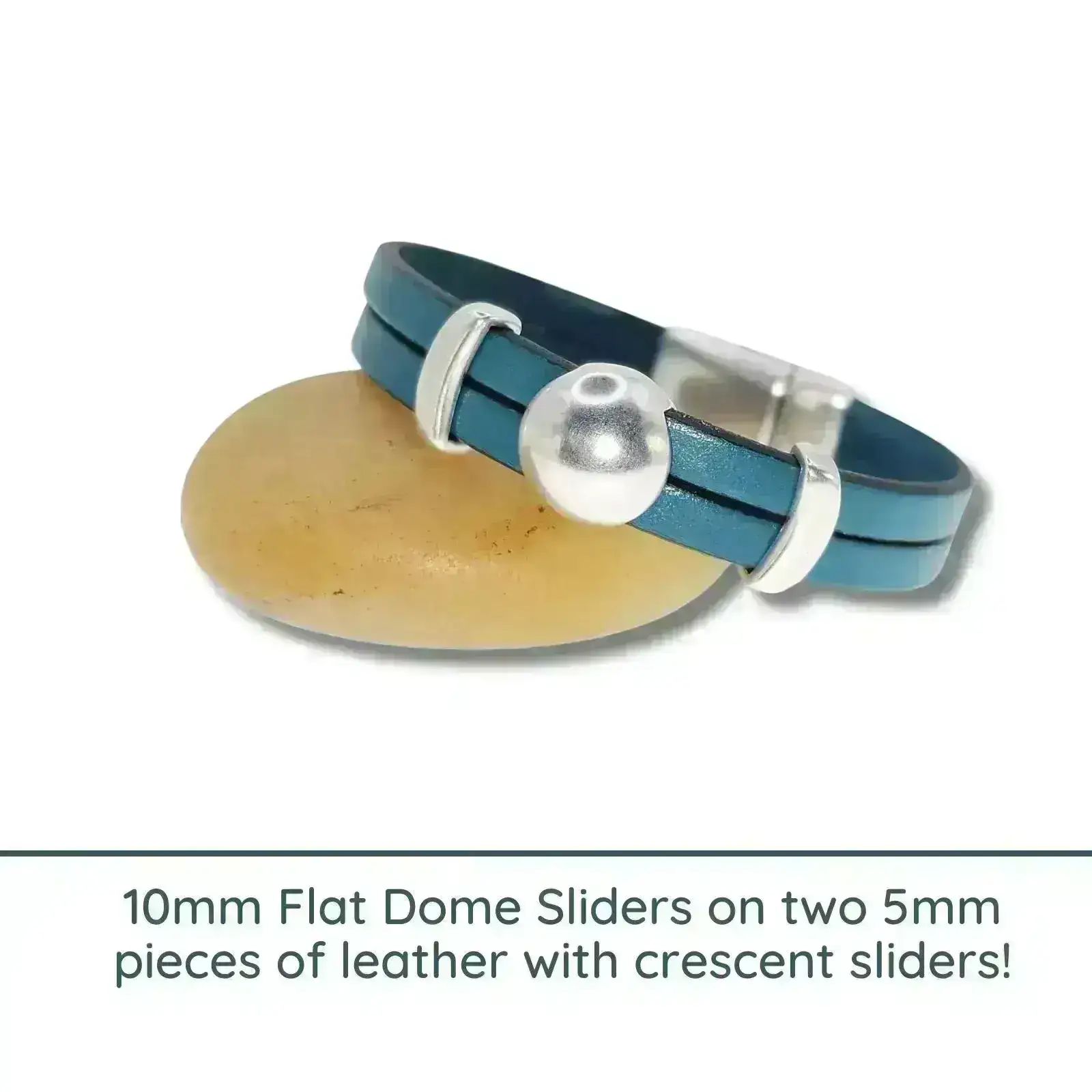 Dome or Pyramid Sliders for Leather or Cork, 10mm in Antique Silver - Image 3