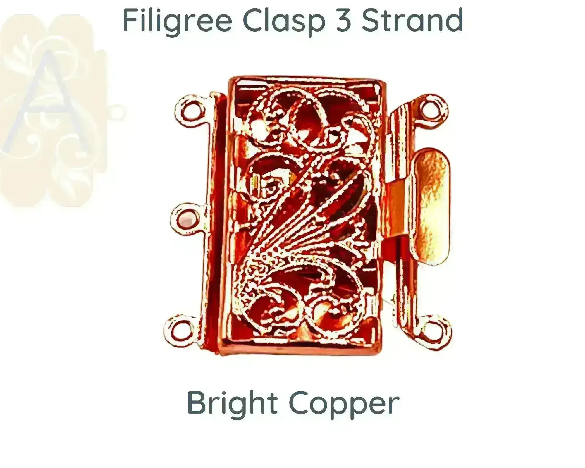 Filigree, 3-Strand Box Clasp, Medium, 3 Finishes - Image 3