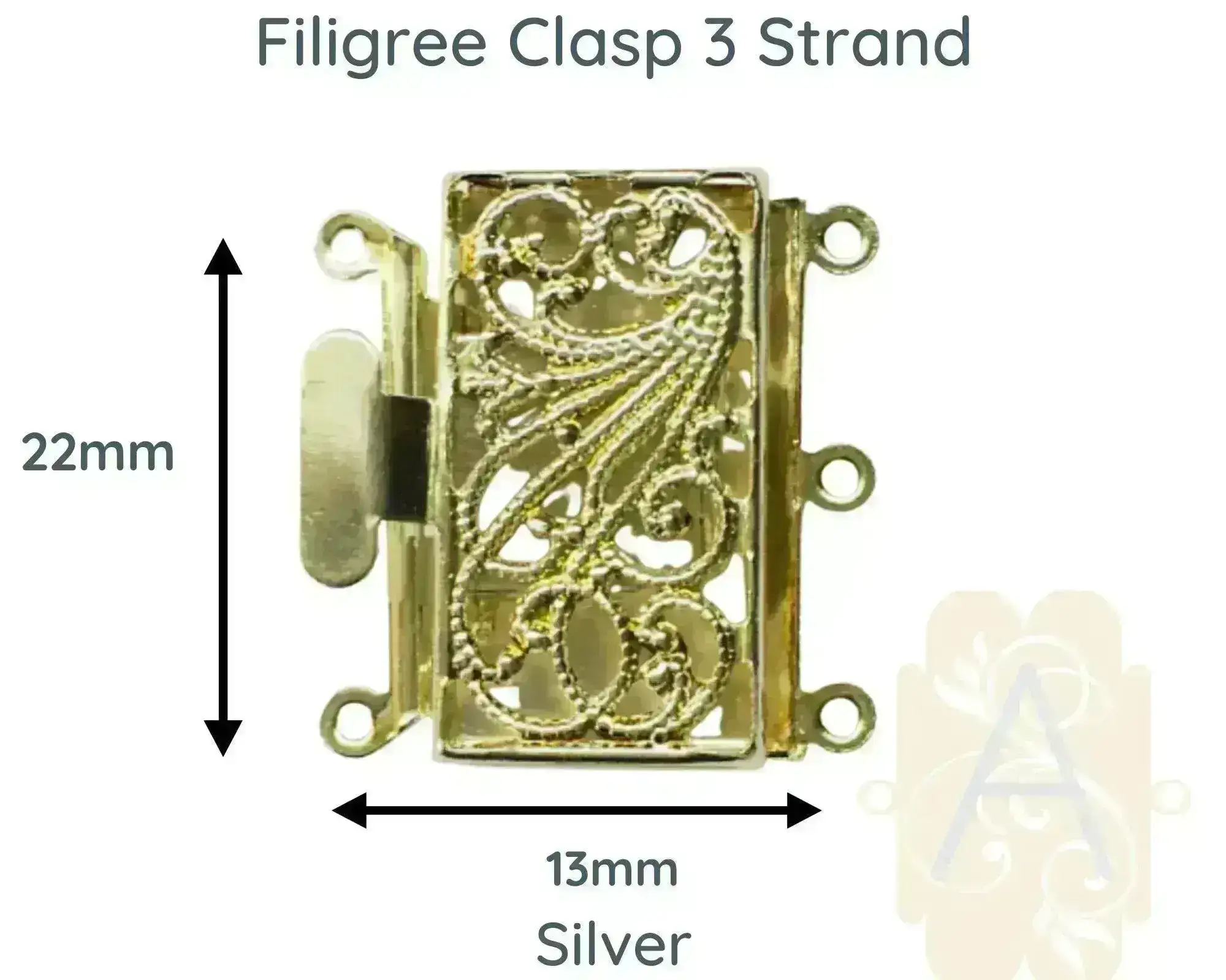 Filigree, 3-Strand Box Clasp, Medium, 3 Finishes - Image 5