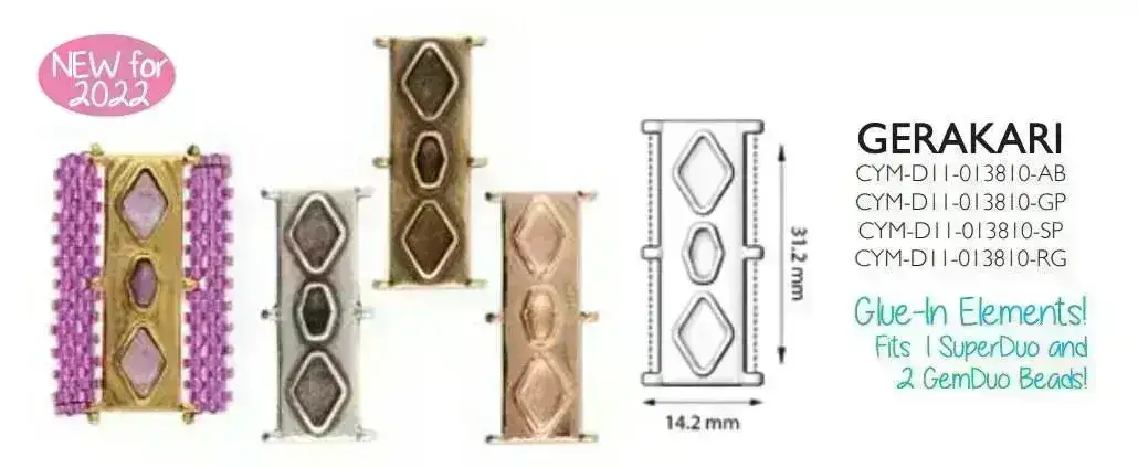 Gerakari , Cymbal Delica Bead Connectors with Glue In Elements, 4 Finishes - Image 7
