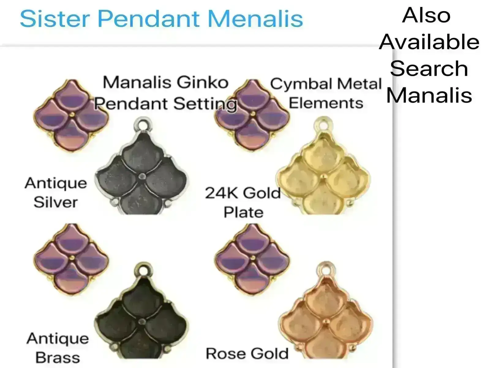 Kalogeri, Cymbal Ginko Bead Pendant or Connector, 4 Finishes - Image 7