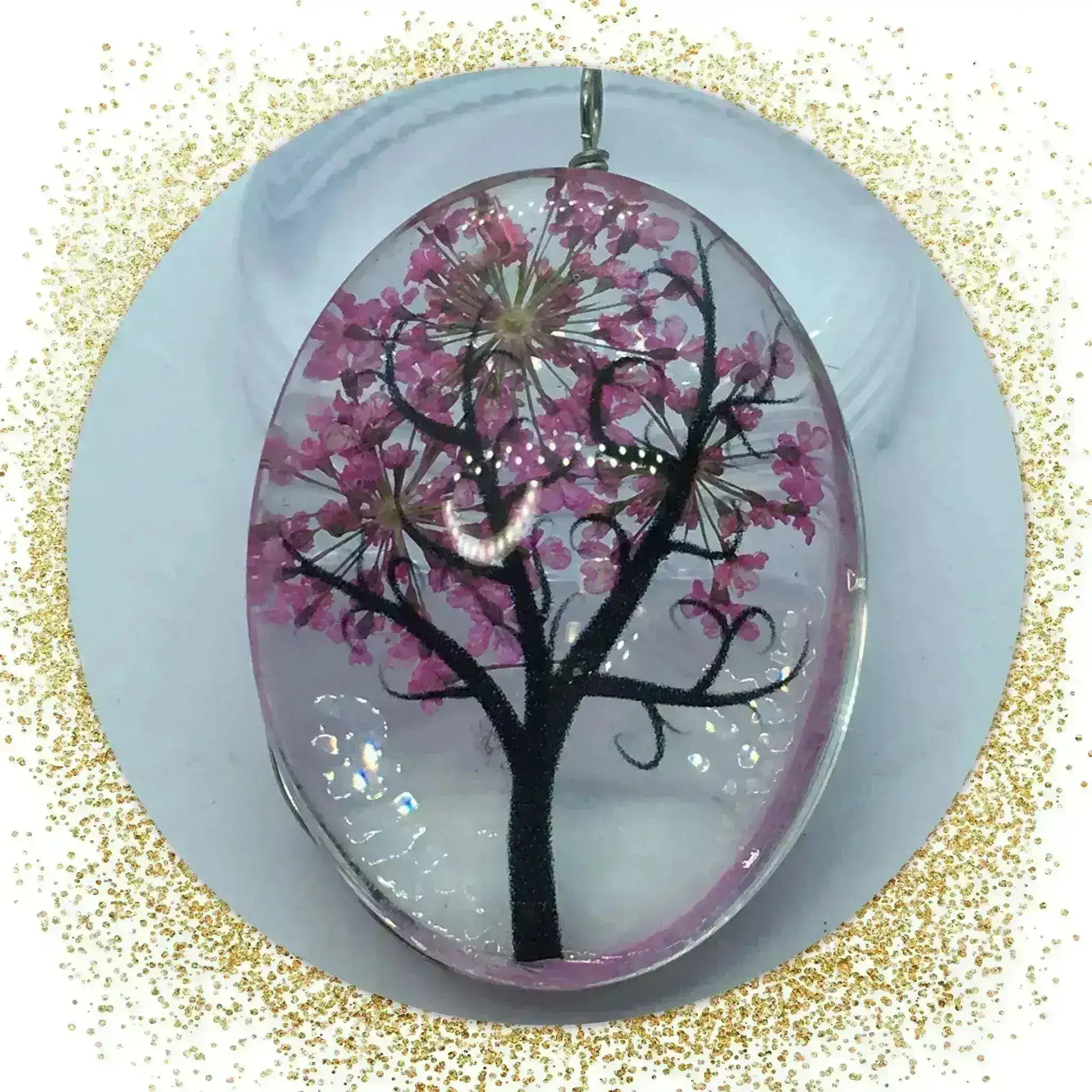 Dried Flower Glass Pendants, One of a Kind - Image 4