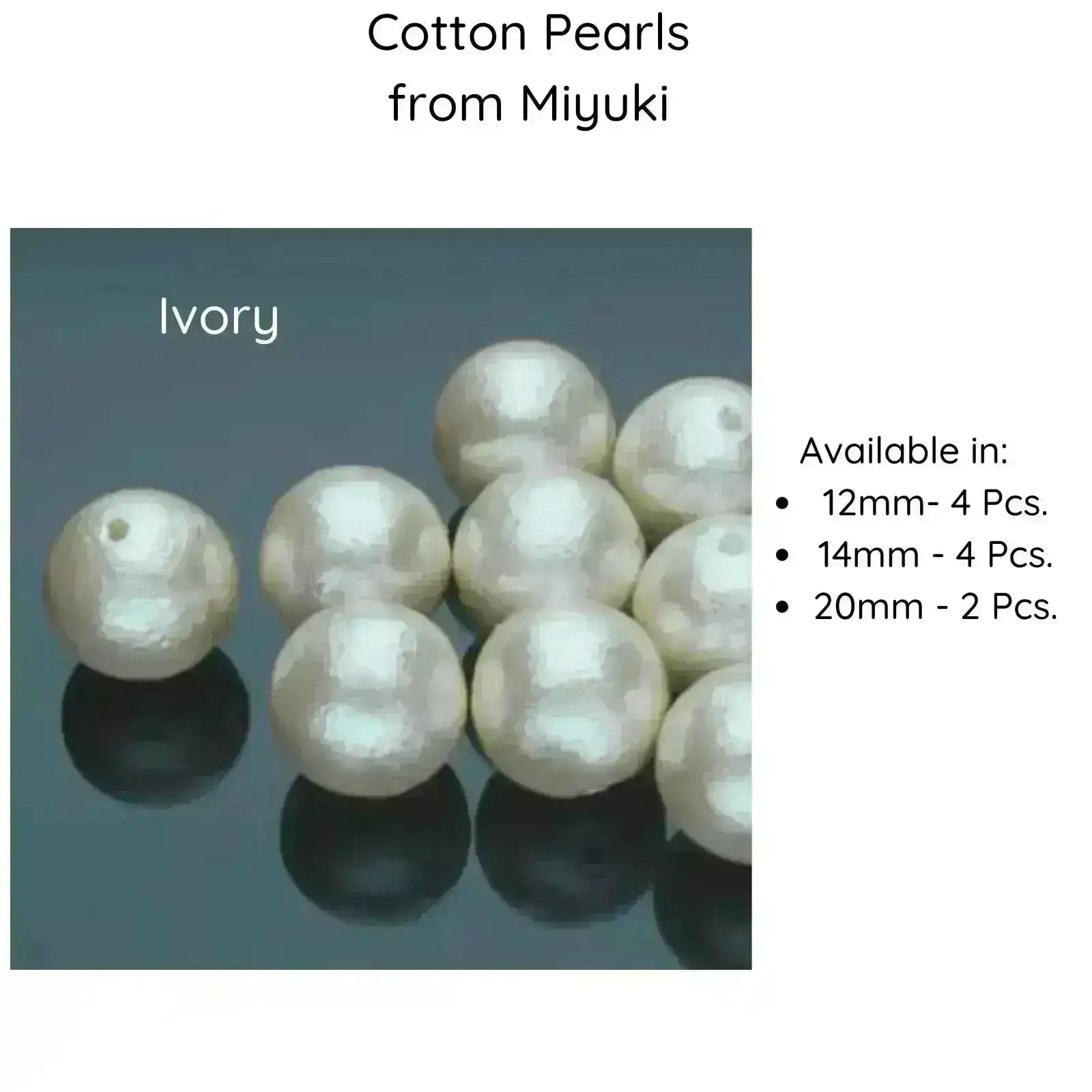 Cotton Pearls by Miyuki, White or Ivory, 12, 14 or 20mm - Image 3