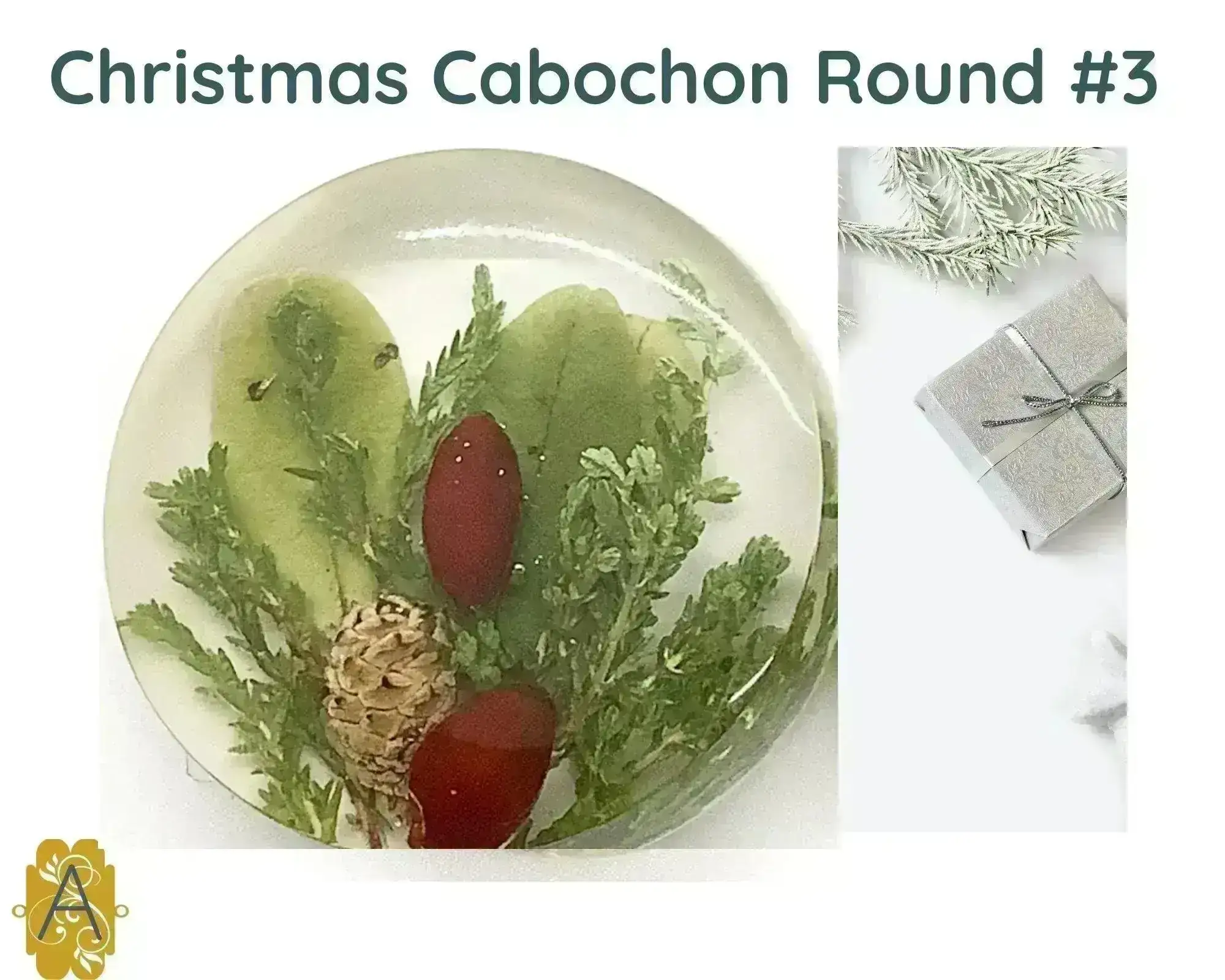 Christmas Cabochons, 23mm, Handmade with Real Dried Flowers - Image 4