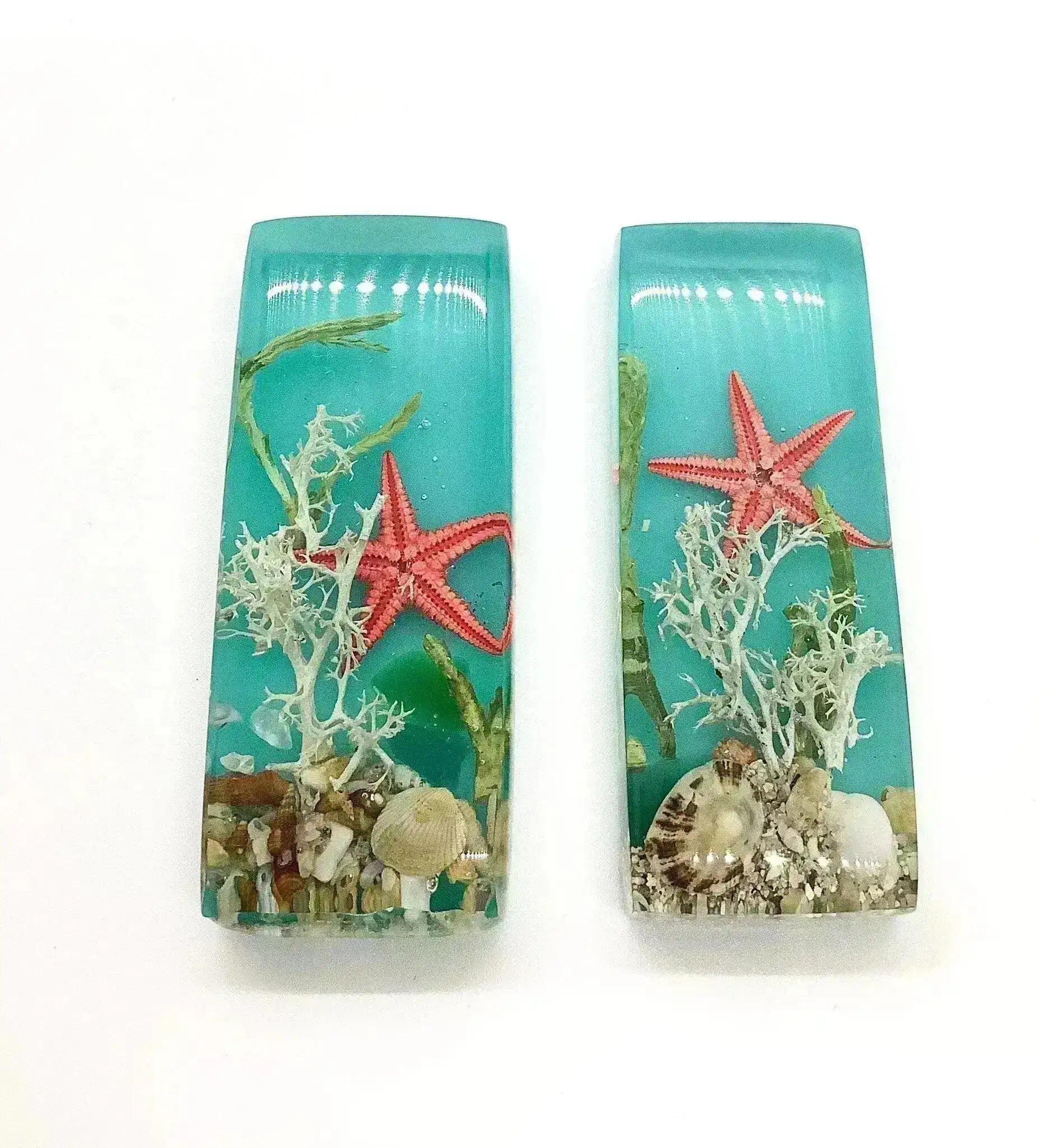 Seaside Rectangular Resin Cabochons, Handmade with Dried Flowers & Beach Combed Starfish - Image 5