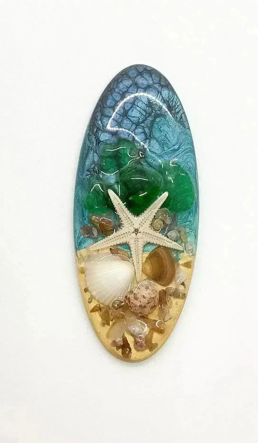 Starfish Long Oval Cabochons, Handmade with Real Shells - Image 3