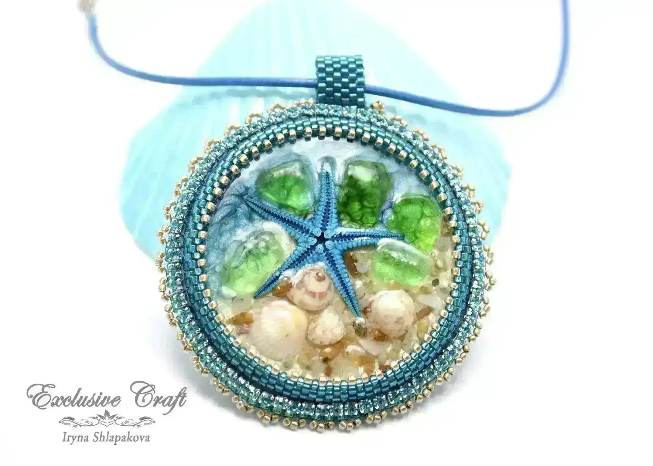 Starfish Long Oval Cabochons, Handmade with Real Shells - Image 6